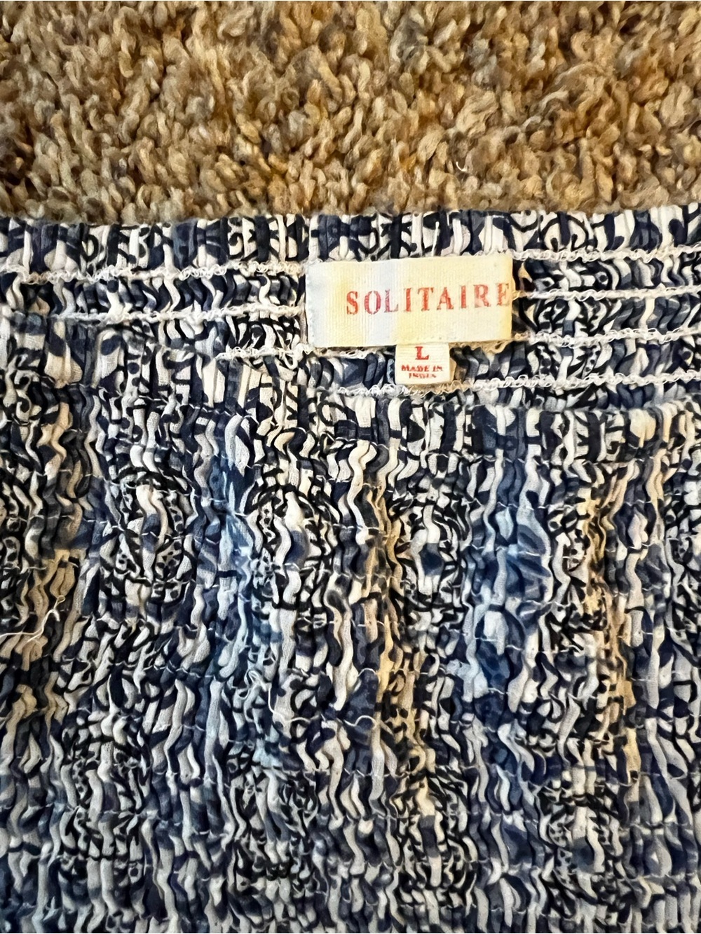 Solitaire Navy and White High-Low Boho Maxi Skirt - Picture 7 of 7